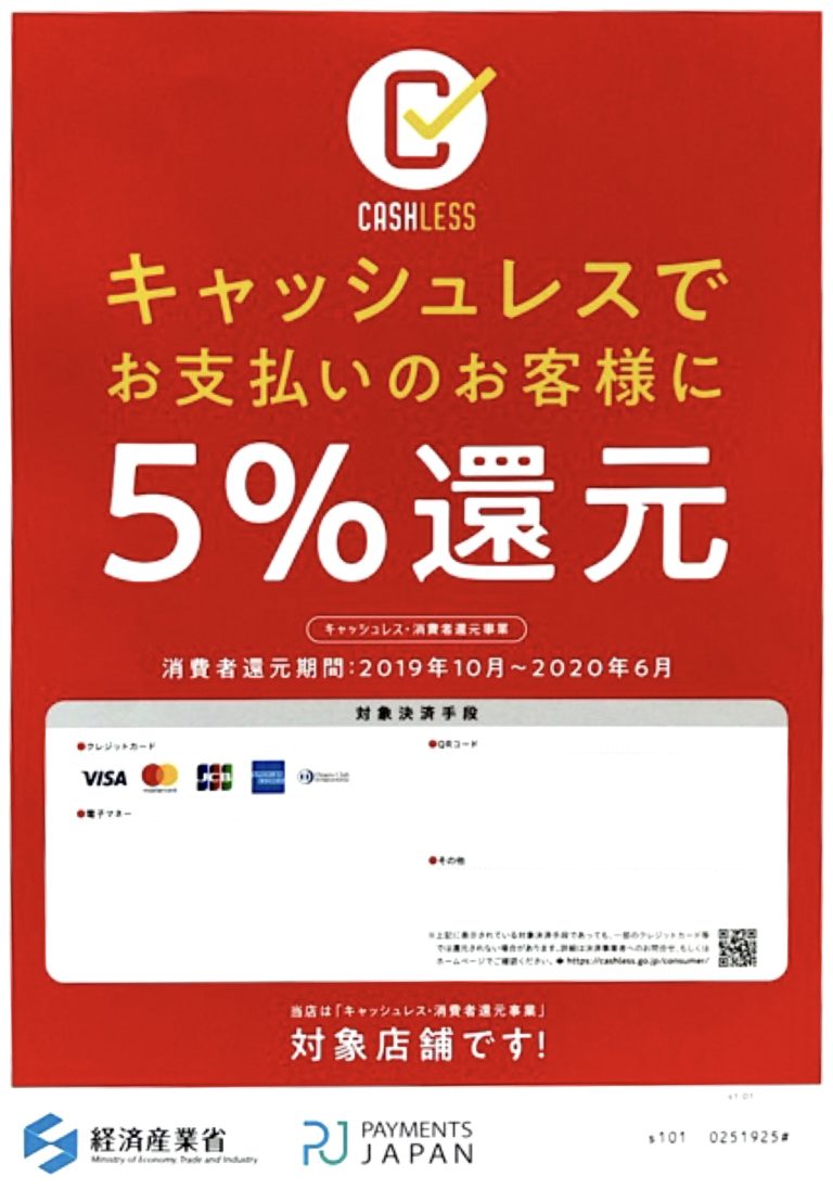 Read more about the article 消費税増税に伴う価格変更とキャッシュ対象店舗について